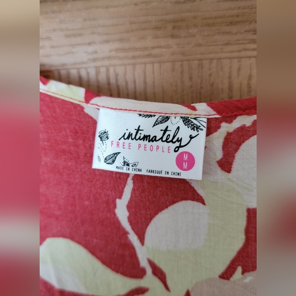 Free People Lace Voile Trapeze Dress Red Floral - Picture 3 of 3